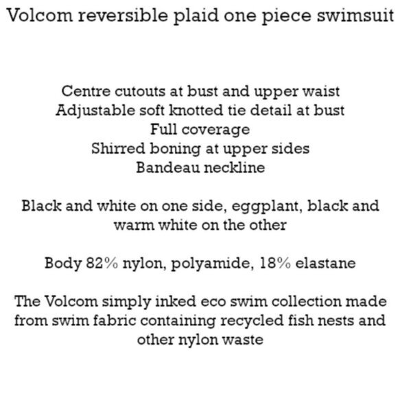 NWT Volcom reversible plaid one piece swimsuit M - Picture 9 of 13